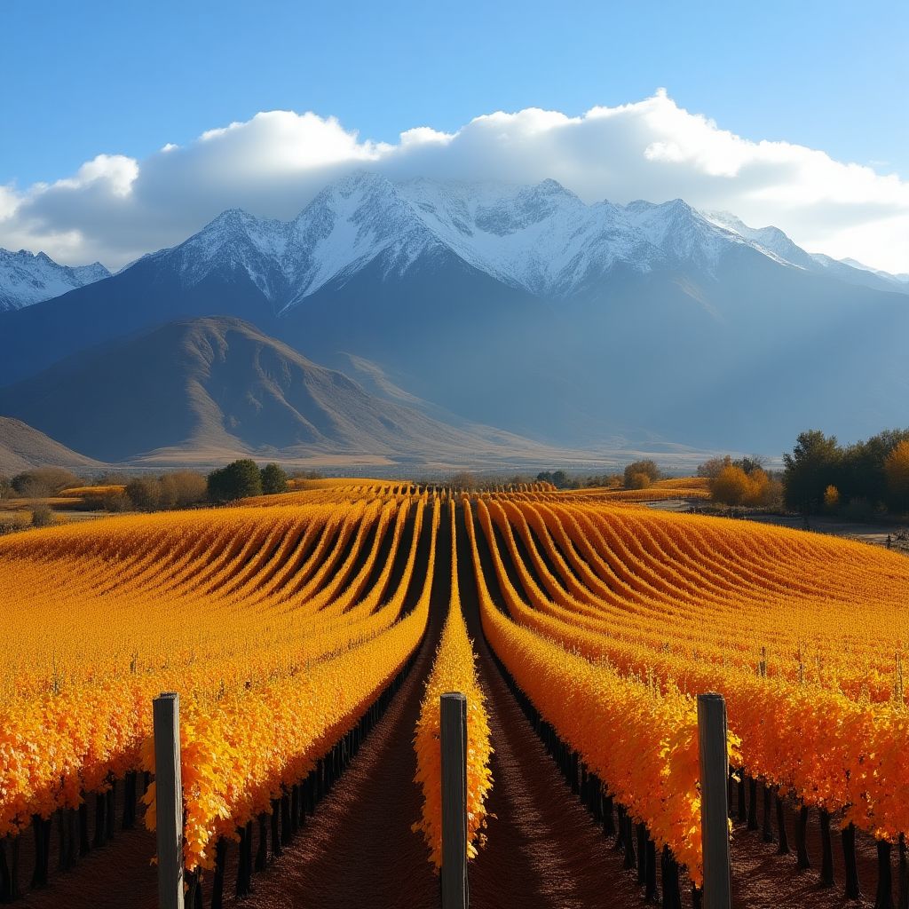 Viñedos en Mendoza con los Andes al fondo
